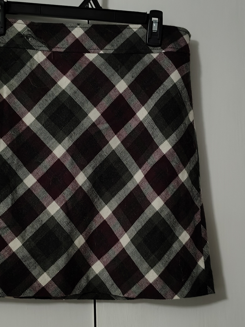 LOFT Plaid Mini Skirt in Black, Gray & Plum